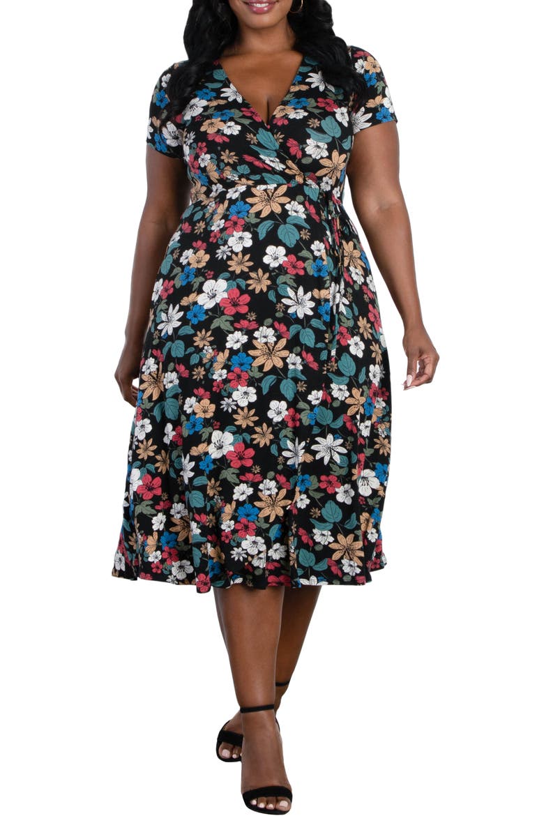 Farrah Wrap Dress, Main, color, BLACK FLORAL
