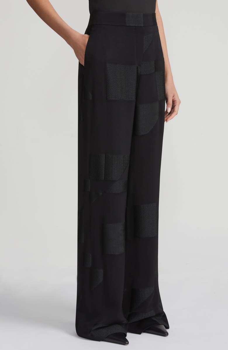 Lafayette 148 New York Floor Plan Fil Coupé Wide Leg Pants, Main, color, Black