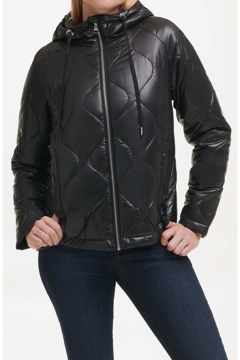 Water-Resistant Hooded Quilted Jacket, Alternate, color, BLACK