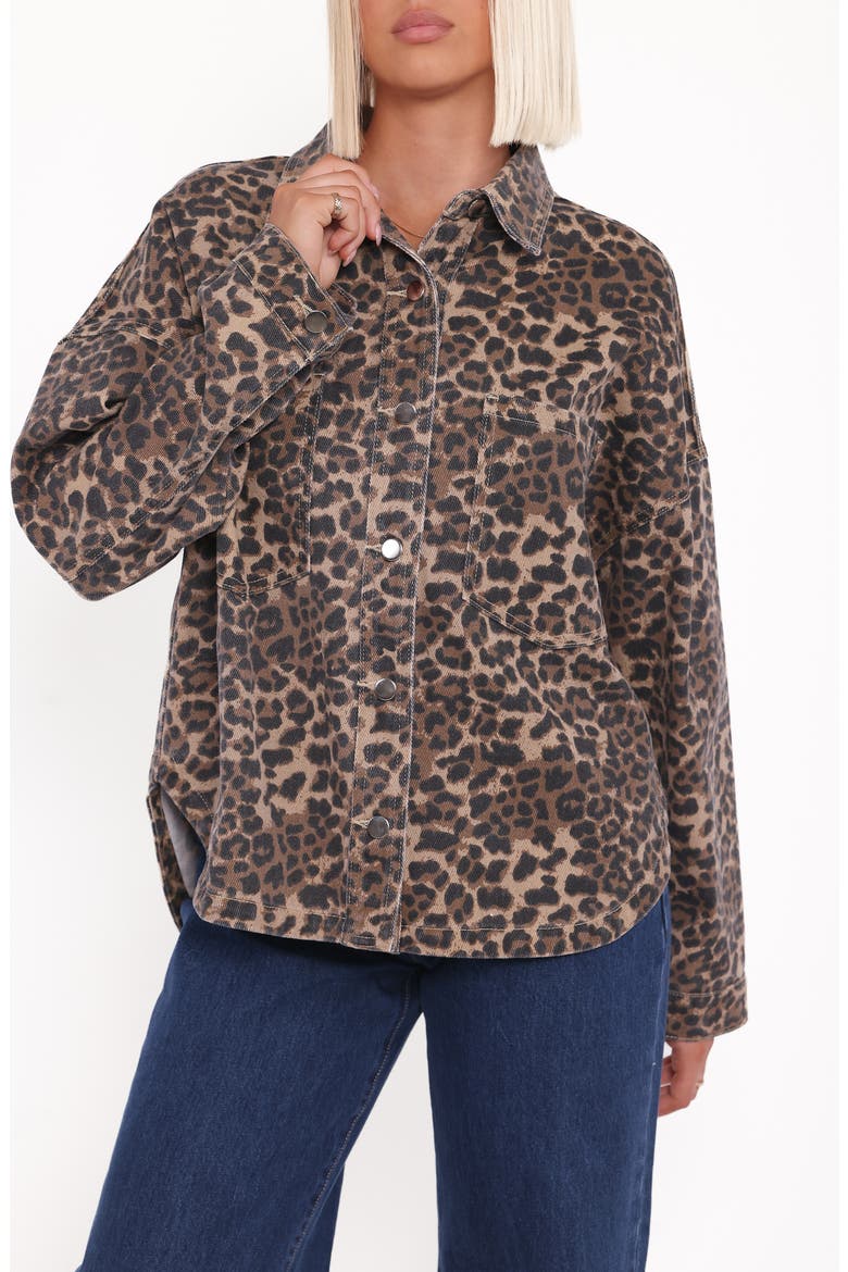 Elias Leopard Print Denim Jacket, Main, color, LEOPARD