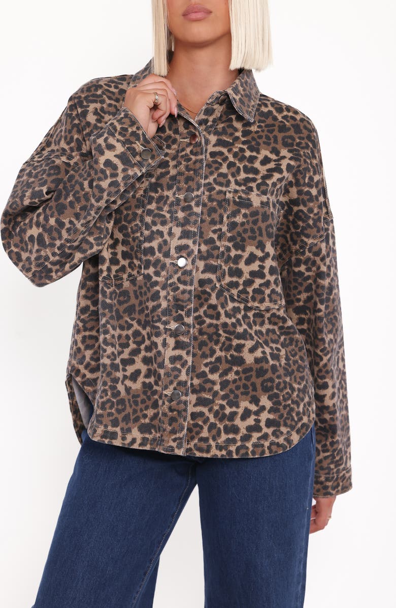 Petal & Pup Elias Leopard Print Denim Jacket, Main, color, Leopard