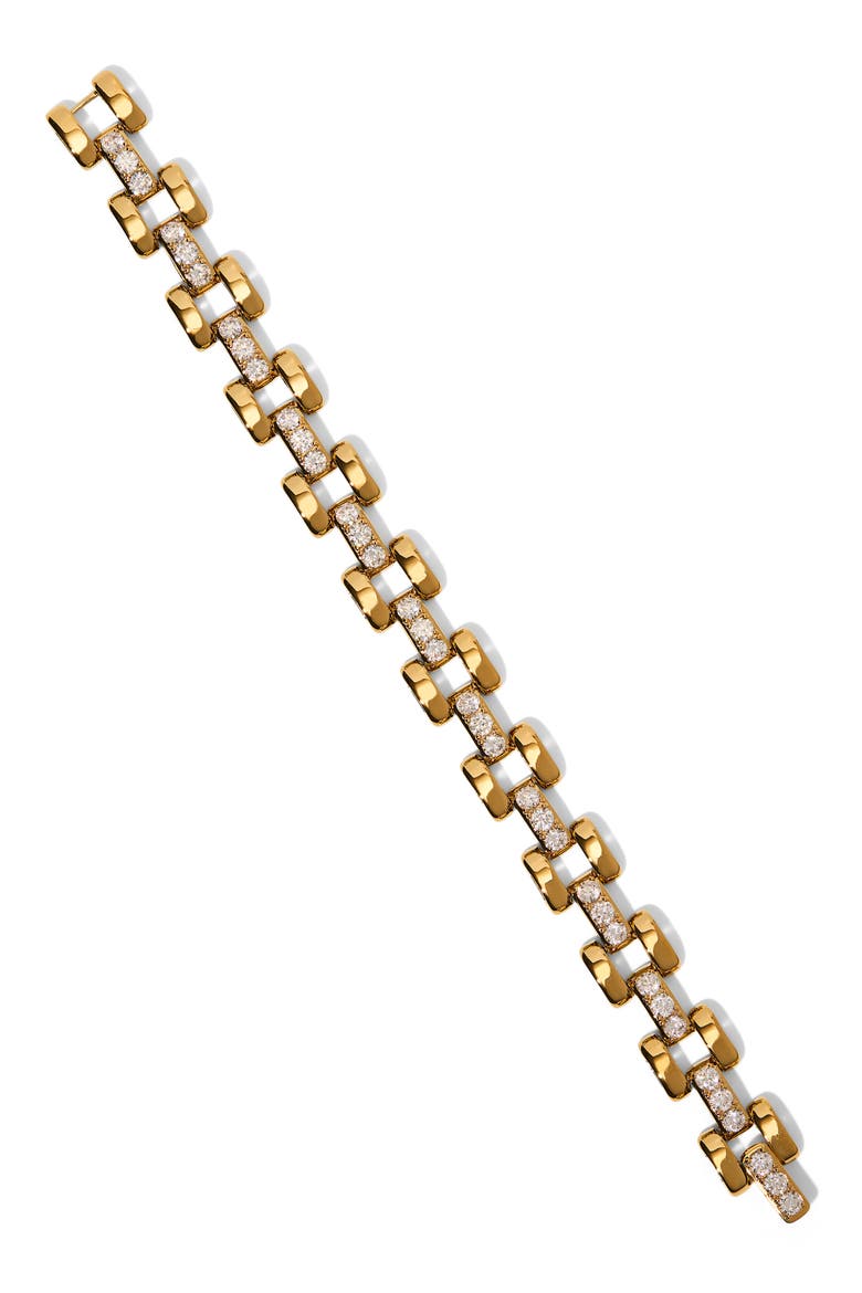 Celine Cubic Zirconia Watch Chain Bracelet, Main, color, GOLD