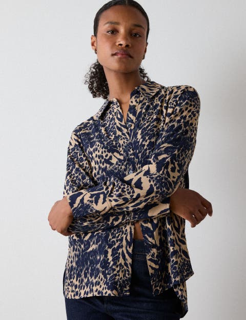 Patchwork Leopard Print Shirt
