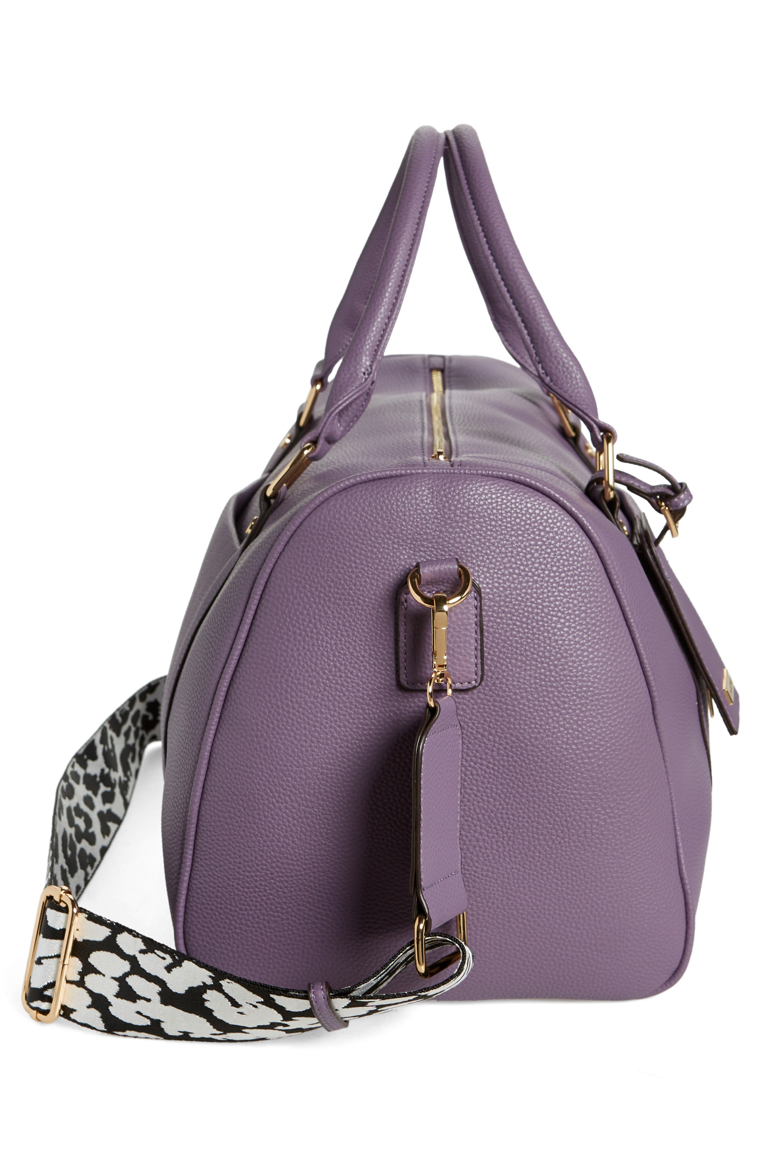 Amber Vegan Leather Overnight Duffle Bag, Alternate, color, EGGPLANT