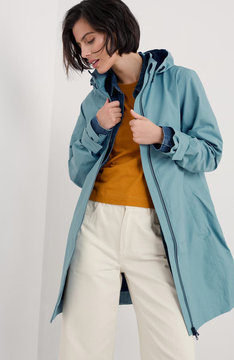Seasalt Cornwall Coverack Waterproof Organic Cotton Blend Coat, Alternate, color, Hail