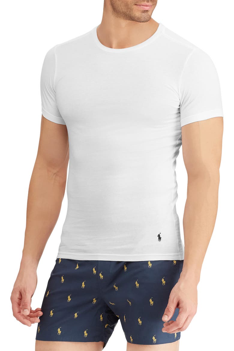 3-Pack Slim Fit Logo Embroidered Crewneck Undershirts, Main, color, WHITE/WHITE