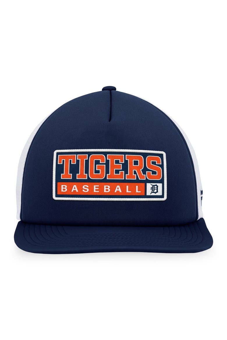 Men's Majestic Navy/White Detroit Tigers Foam Trucker Snapback Hat, Alternate, color, Navy