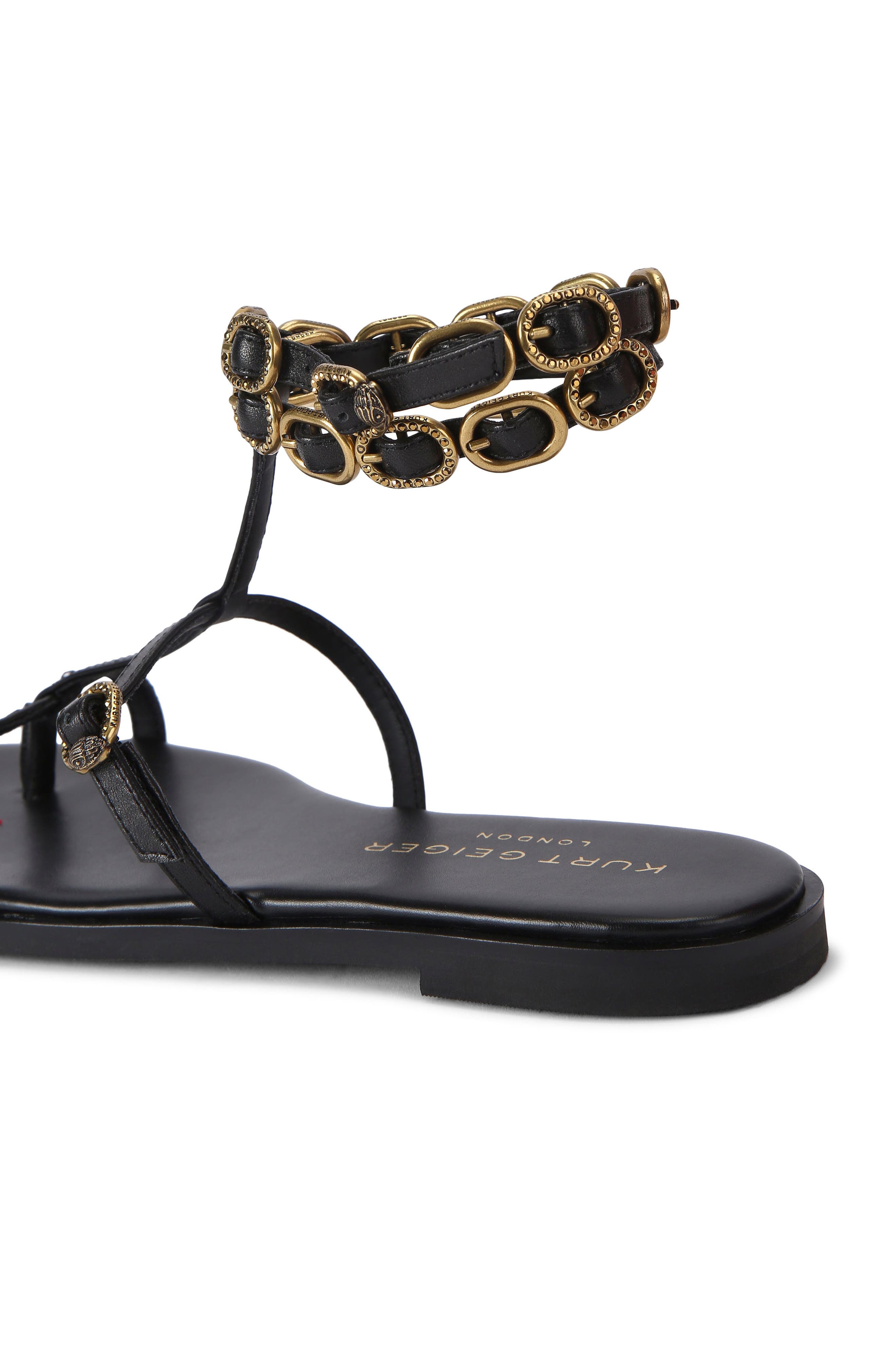 Kurt Geiger London Regent Buckle Embellished Gladiator Sandal, Alternate, color, 