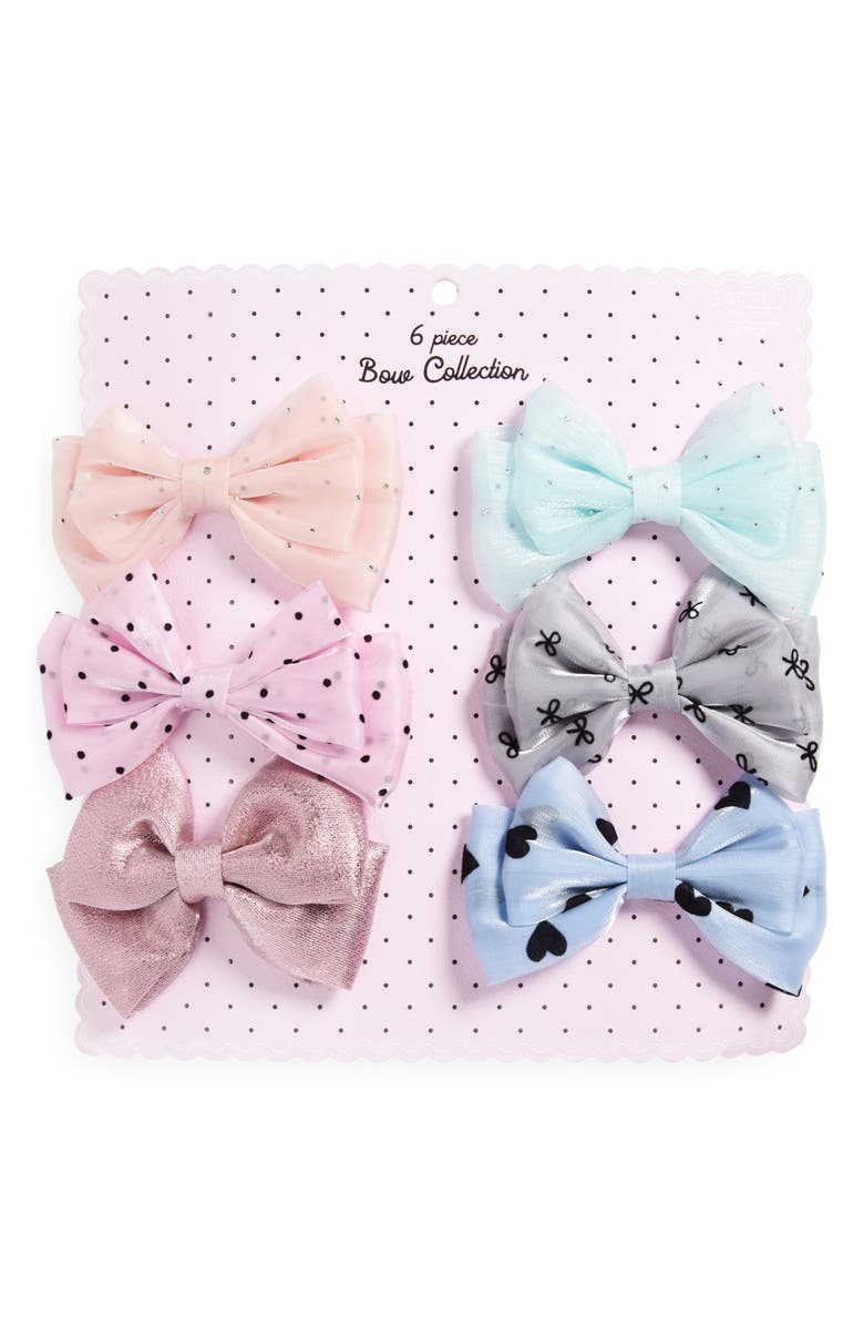Capelli New York Kids' Assorted 6-Pack Hair Bows, Main, color, Pink Pale Multi