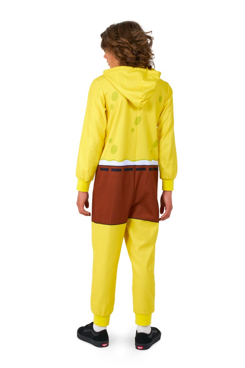 Kids' Sponge Bob® One-Piece Hooded Jumpsuit, Alternate, color, YELLOW