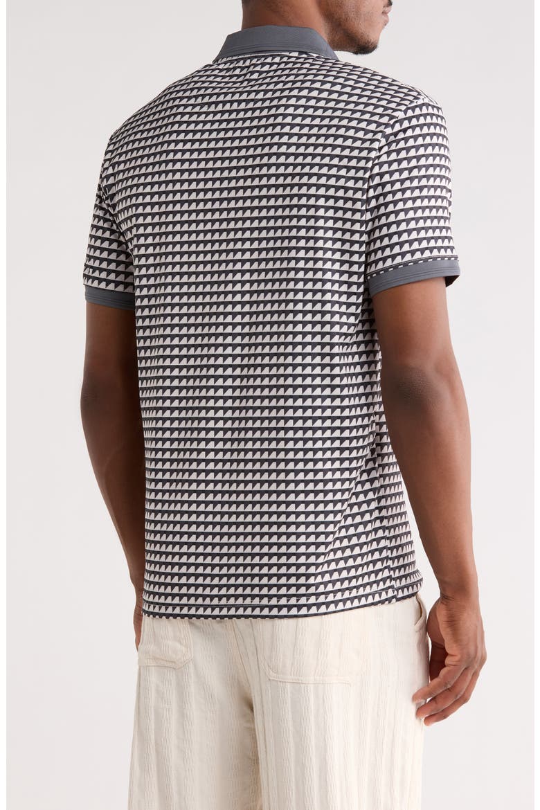 Geo Print Quarter Zip Performance Polo, Alternate, color, CHARCOAL