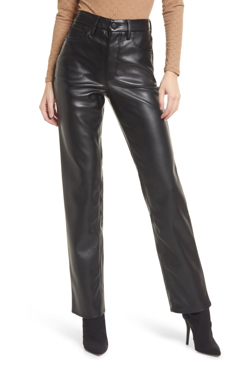 Good American Better Than Leather Faux Leather Good Icon Pants, Main, color, Z/Dnublack