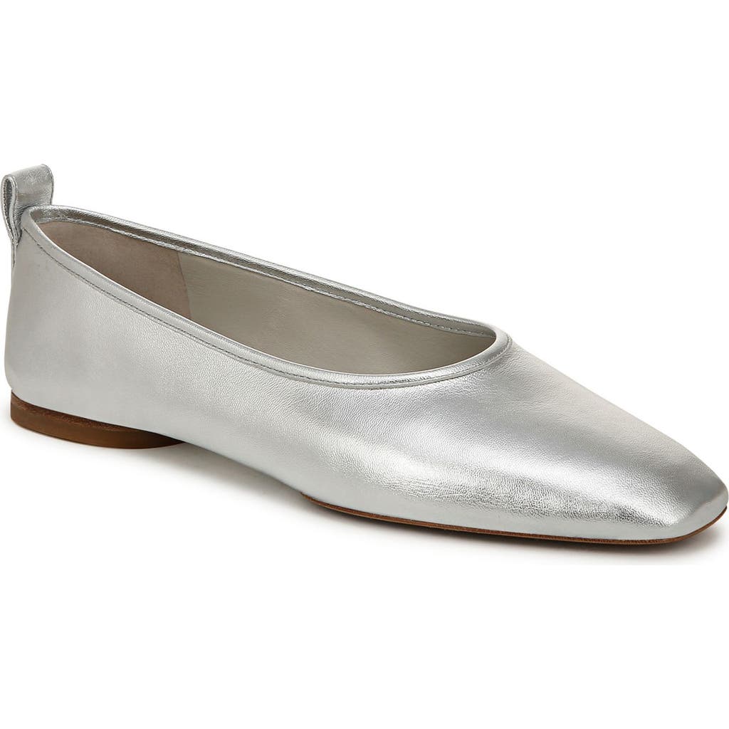 Vince Vivian Metallic Ballerina Flats In Silver