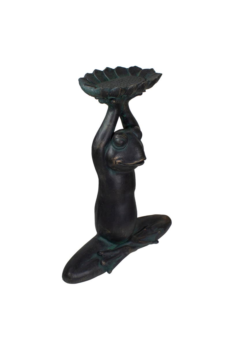 Northlight 22.25" Gray Yoga Frog with Bird Feeder Outdoor Garden Statue, Alternate, color, Gray