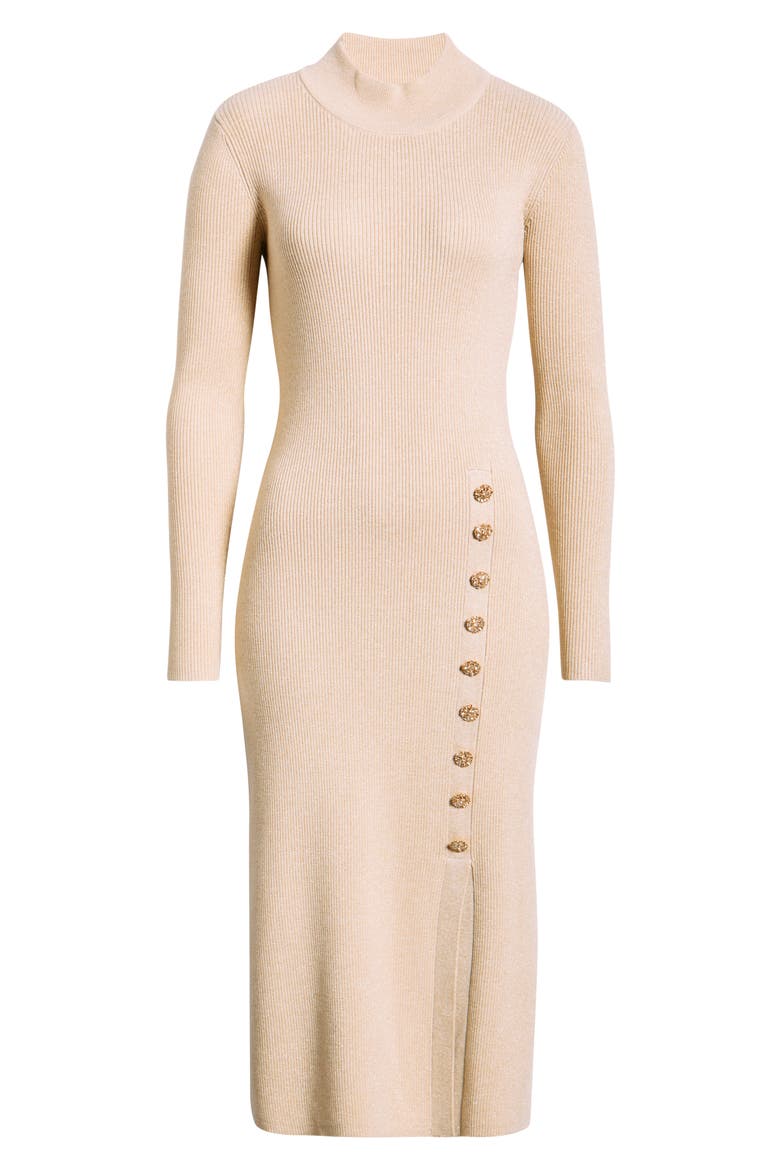The Chaya Metallic Long Sleeve Rib Maxi Dress, Alternate, color, GOLD WITH GOLD LUREX