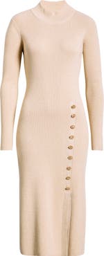 Elie Tahari The Chaya Metallic Long Sleeve Rib Maxi Dress