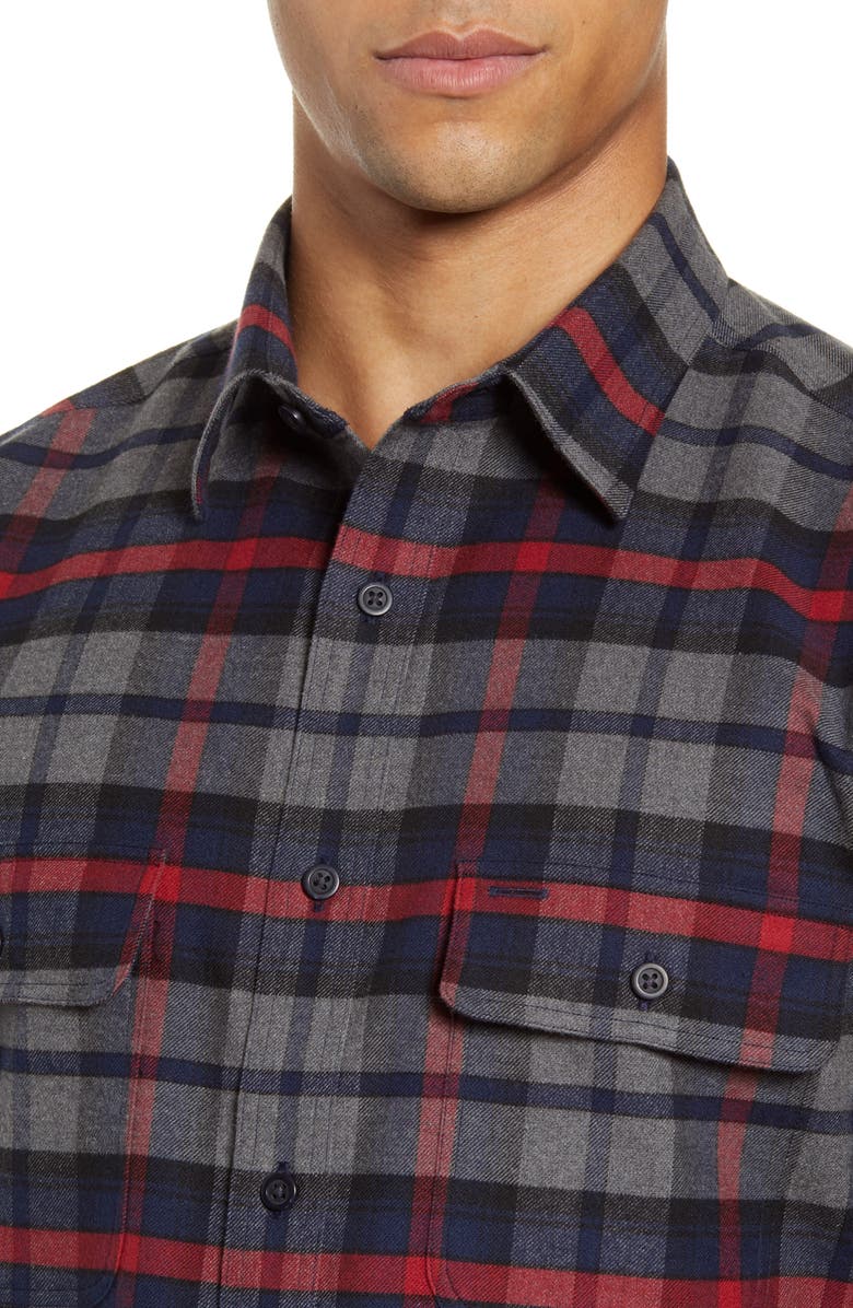 NORDSTROM MEN'S SHOP Trim Fit Plaid Flannel Button-Up Shirt, Alternate, color,