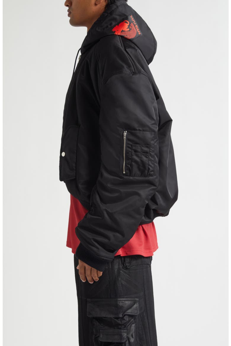 Patch Bomber Jacket, Alternate, color, BLACK