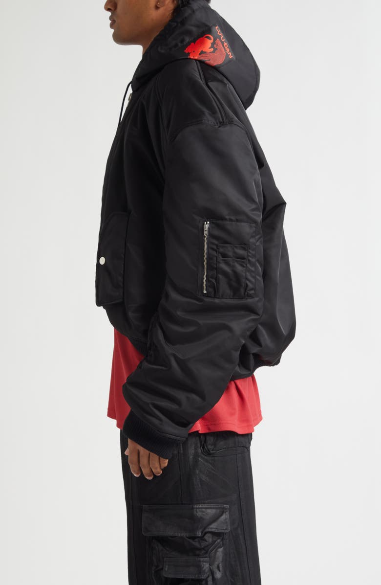 LU'U DAN Patch Bomber Jacket, Alternate, color, Black
