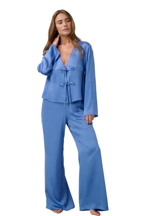 Washable Silk Tie Front Pant Set