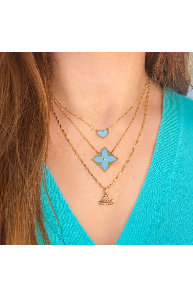 The Lovery Fine Jewelry Turquoise Luxe Flower Necklace, Alternate, color, Turquoise