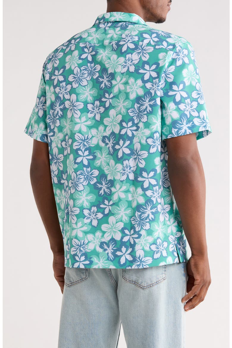 Floral Seersucker Camp Shirt, Alternate, color, BERYL GREEN