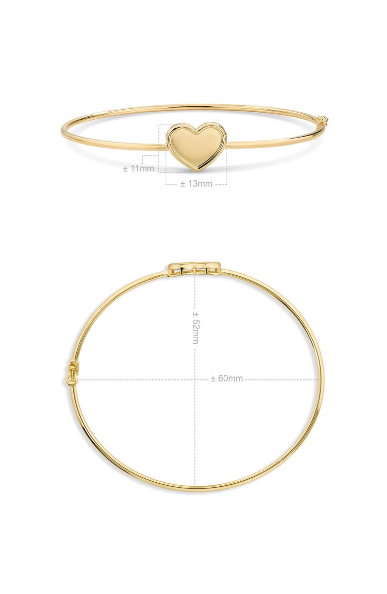 DEVATA Sweet Heart Bangle Bracelet in 14K Gold, 13mm, Alternate, color, Yellow Gold