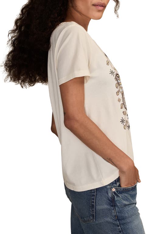 Lucky Brand Women's Embellished Butterfly Classic Crew Neck T-shirt In White