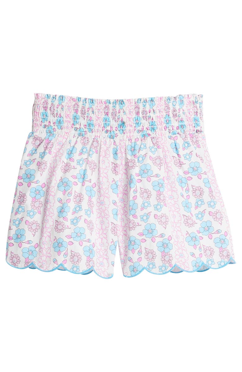 BISBY Kids' Shirred Scallop Shorts, Main, color, Marguerite Floral Pink
