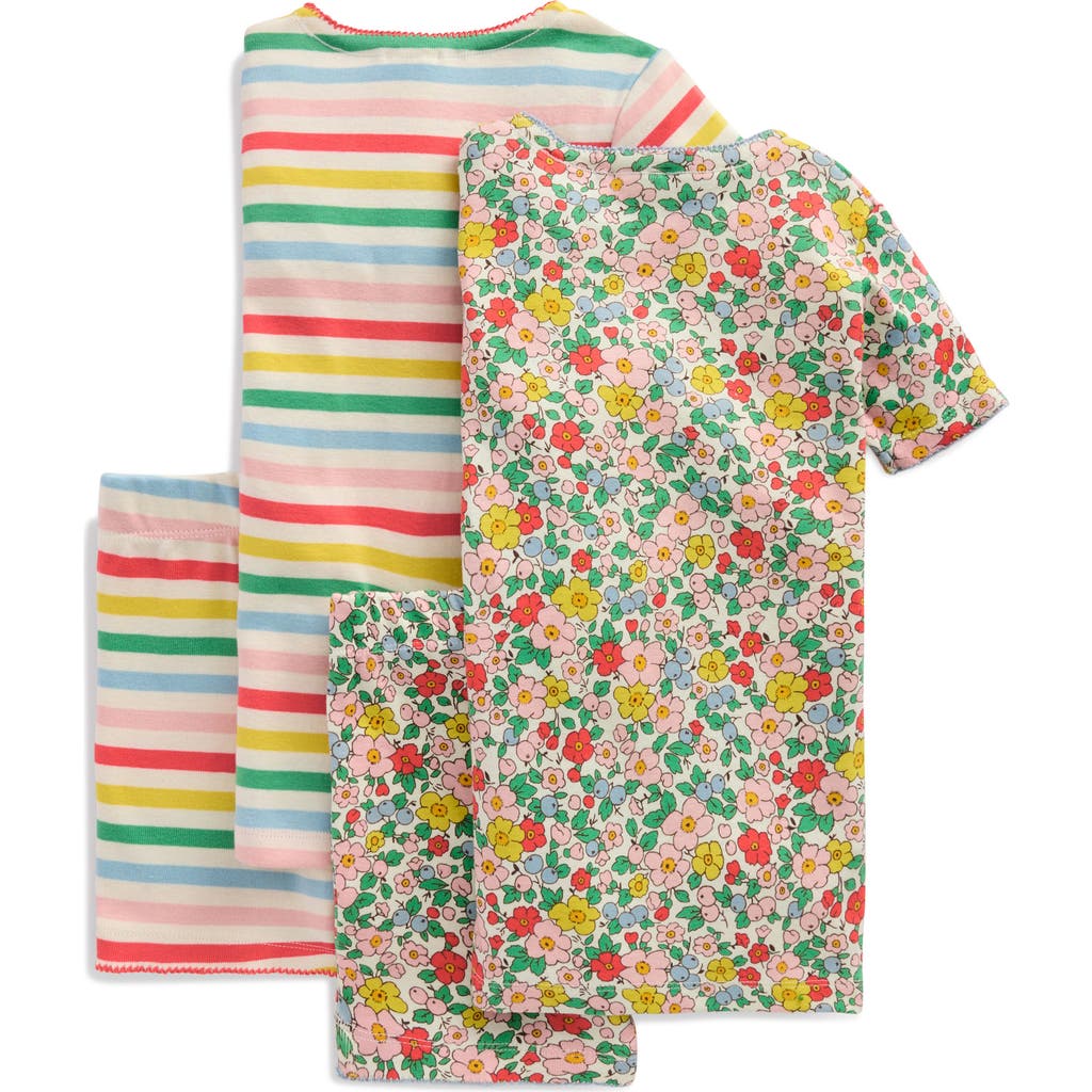 Shop Mini Boden Kids' Assorted 2-pack Fitted Two-piece Short Pajamas In Apple Blossom Multi