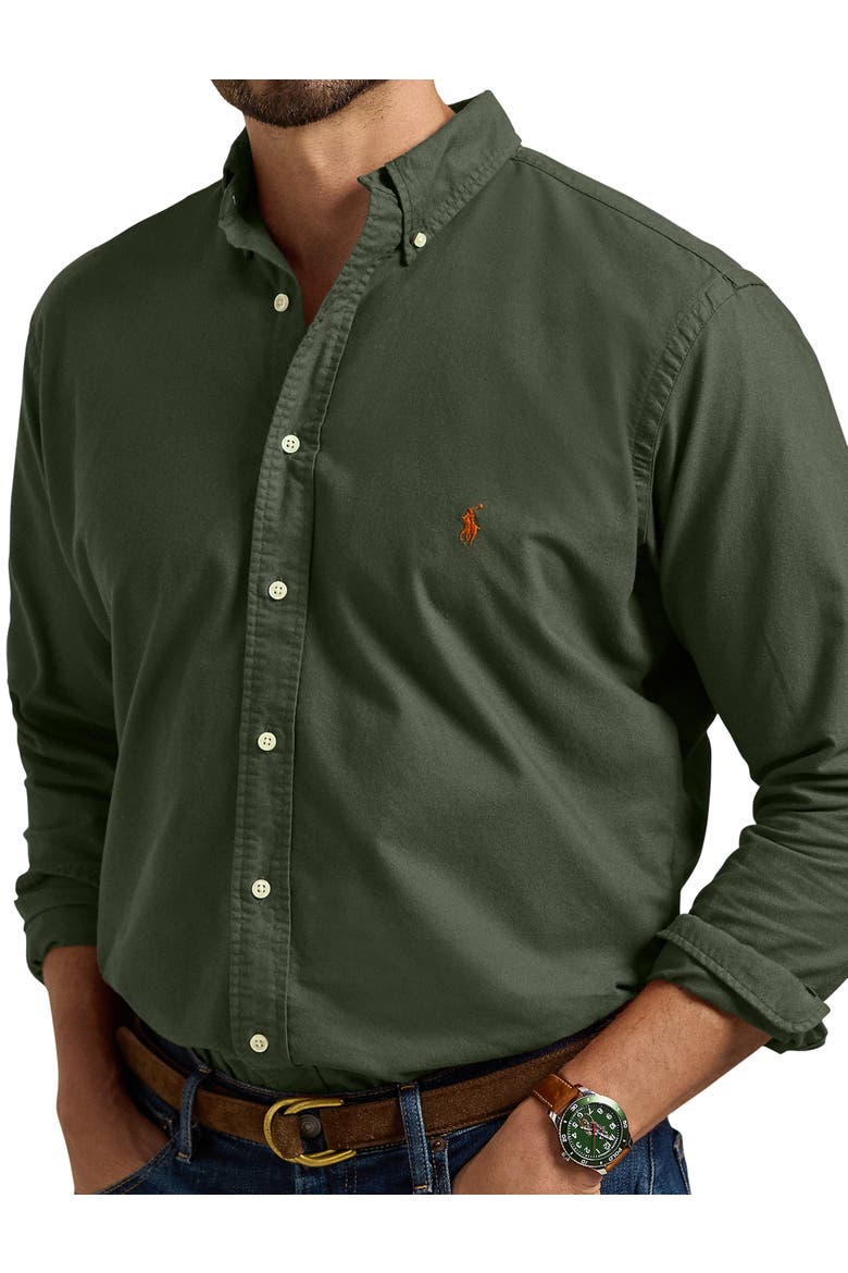 Garment-Dyed Oxford Sport Shirt, Alternate, color, ESTATE OLIVE