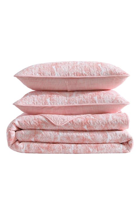 Distressed Water Leaves Cotton Quilt Set