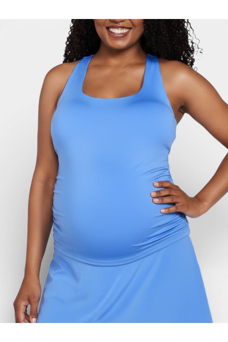 Scoop Neck Racerback Active Tank with Support, Main, color, Marina