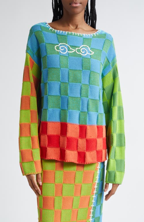 Yanyan Check Embroidered Cloud Sweater In Multi