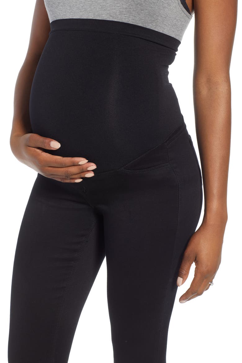 Butter Ankle Super Skinny Maternity Jeans, Alternate, color, BLACK