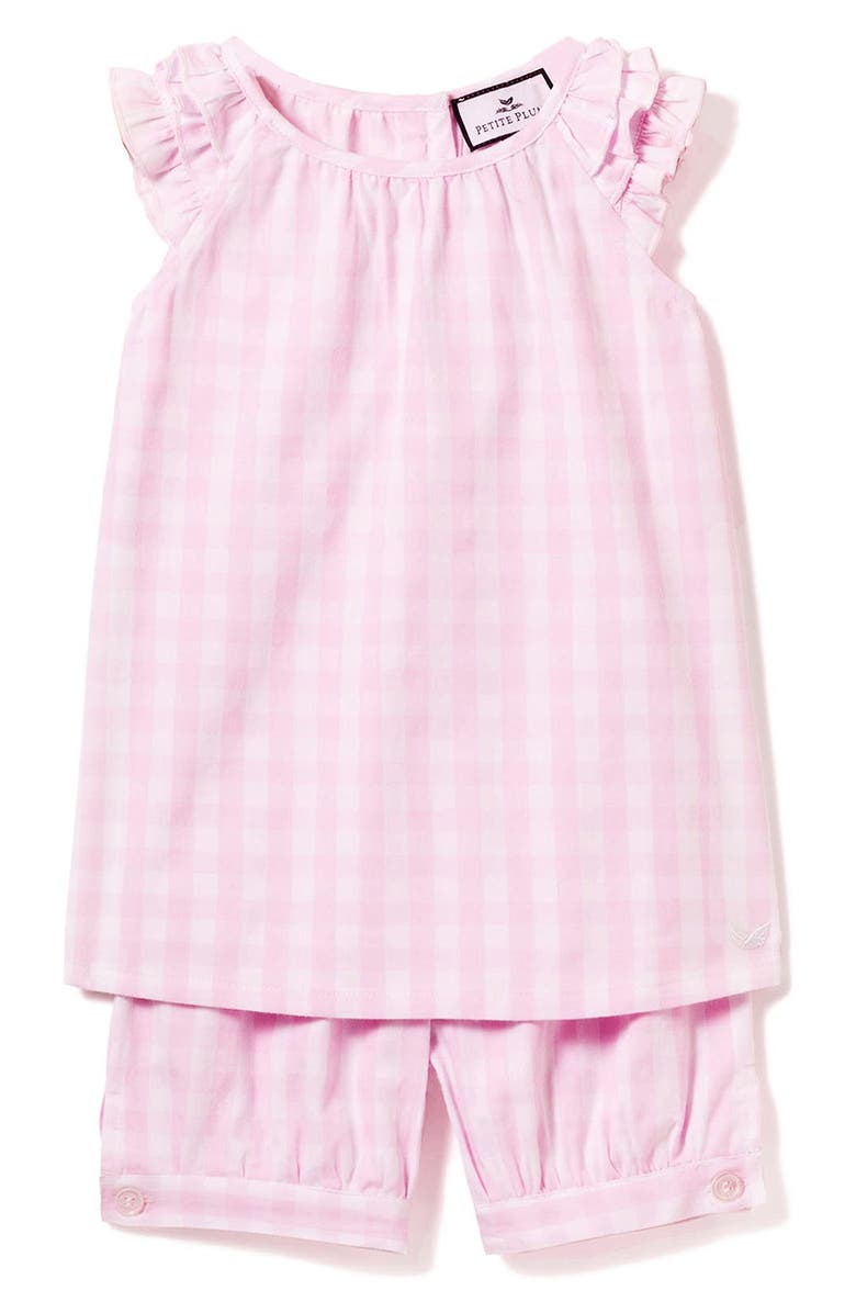 Petite Plume Amelie Gingham Two-Piece Short Set, Main, color, Pink