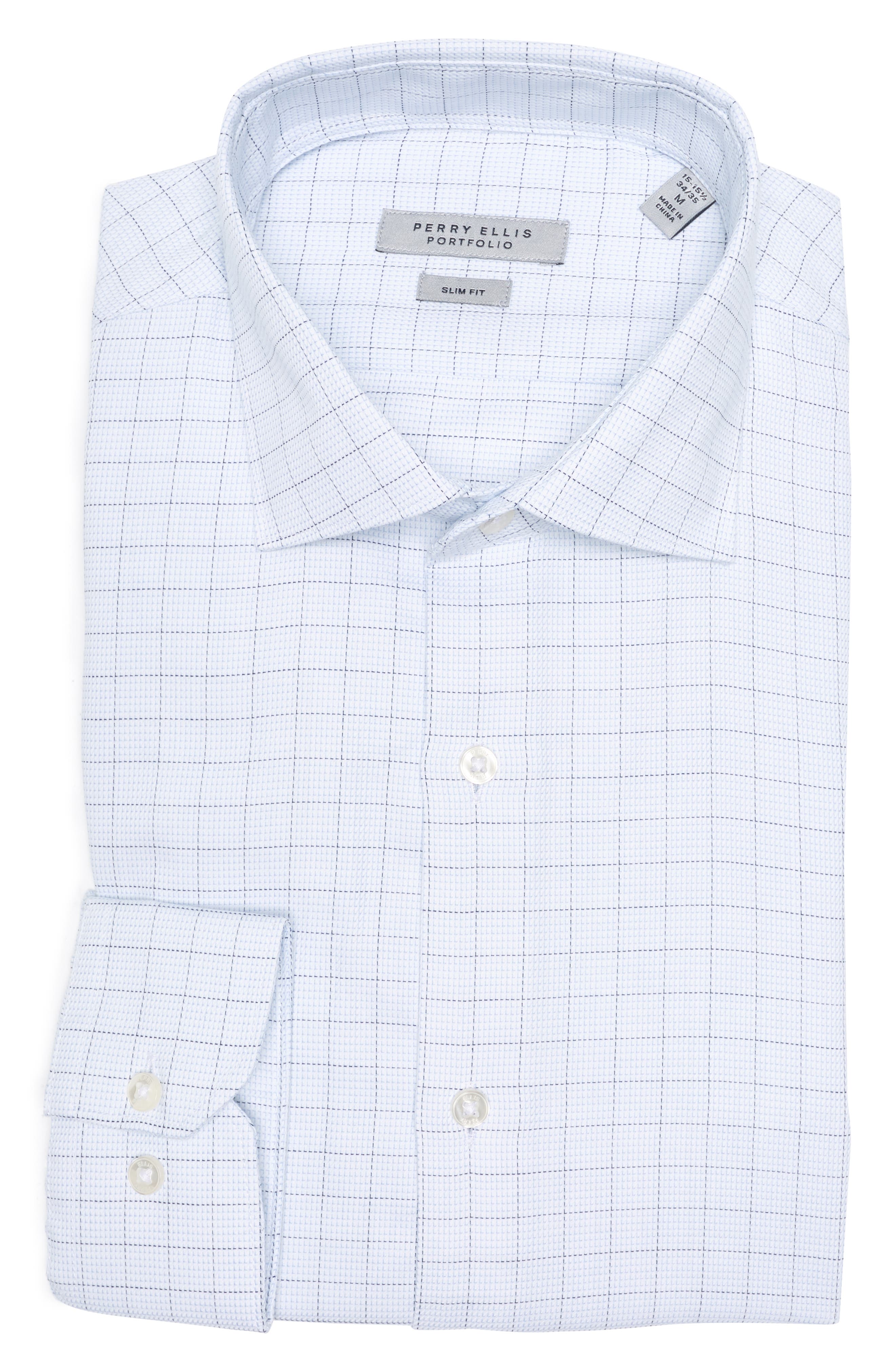 Perry Ellis Slim Fit Textured Windowpane Check Shirt