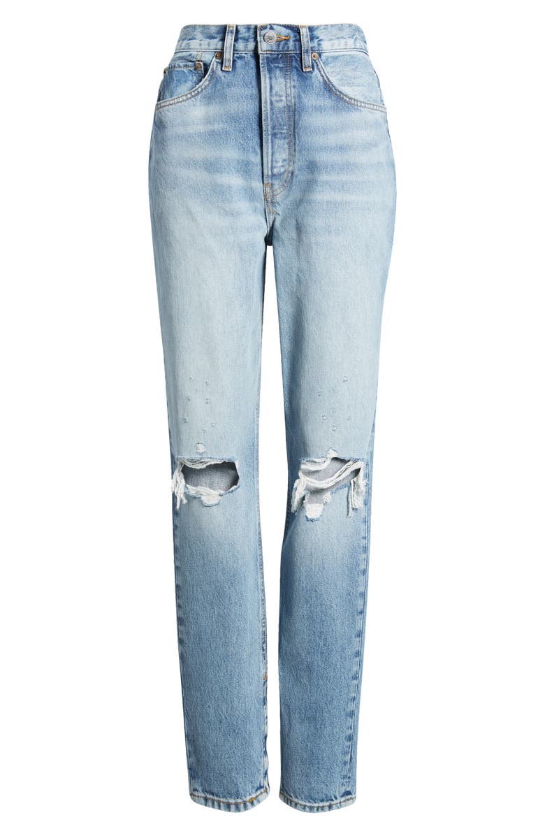 Re/Done Drainpipe Ripped Super High Waist Skinny Jeans, Alternate, color, 