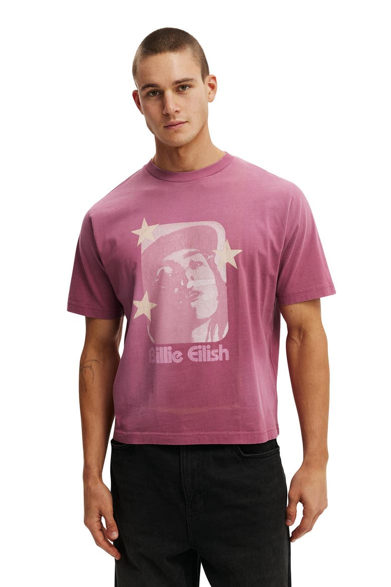 Men's Cropped Fit Music T-Shirt, Main, color, Heather Rose  Billie Eilish