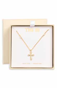 Imitation Pearl Cross Necklace