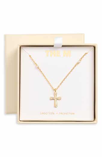 Imitation Pearl Cross Necklace