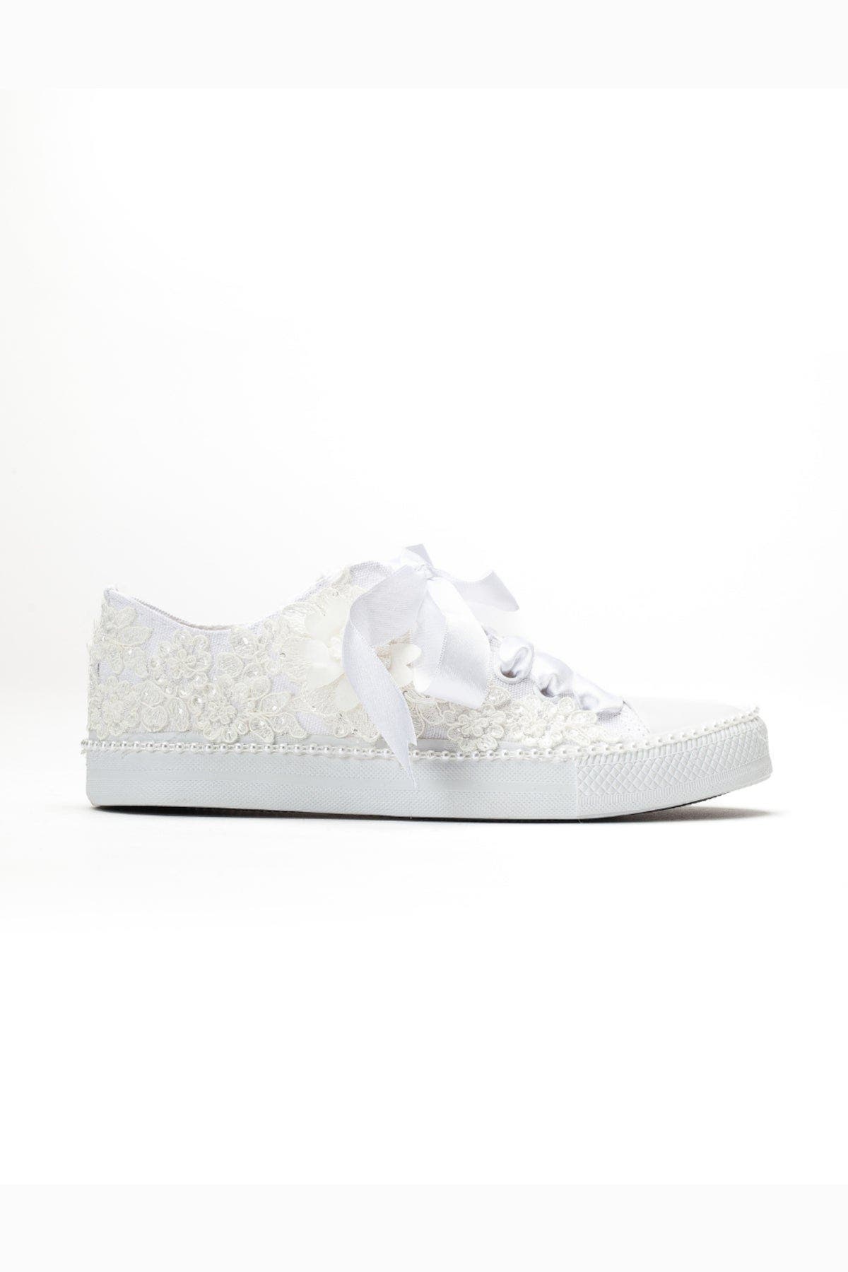 Forever & Always Shoes Marvelle Pearl Lace Bridal Sneaker, Alternate, color, Ivory