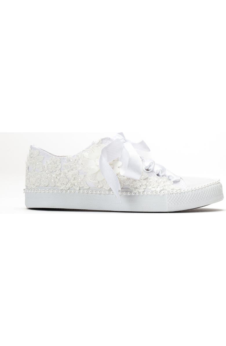 Forever & Always Shoes Marvelle Pearl Lace Bridal Sneaker, Alternate, color, Ivory