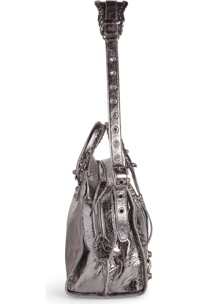 Balenciaga Neo Cagole City Metallic Leather Shoulder Bag, Alternate, color,