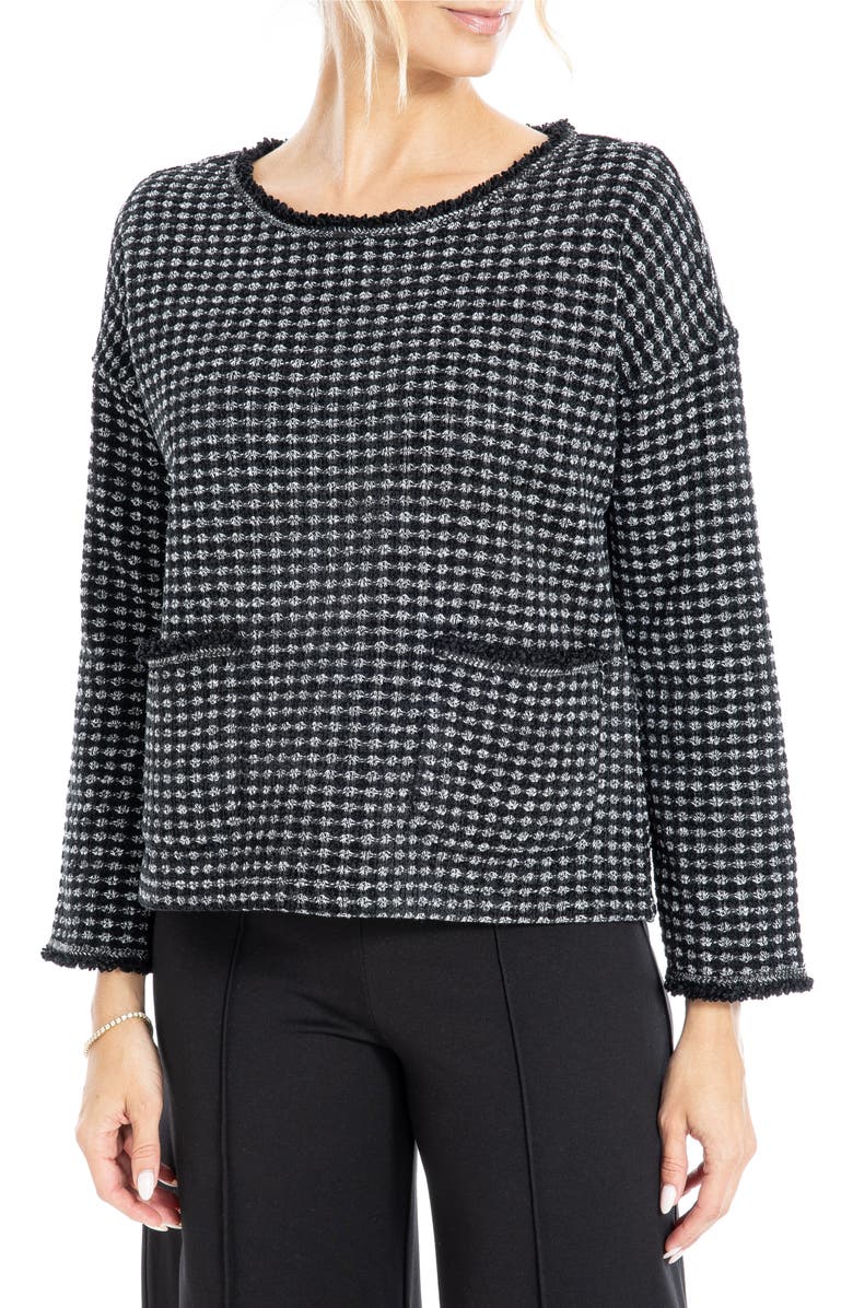 MAX STUDIO Frayed Edge Bouclé Top, Main, color, 