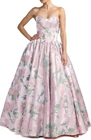 Mac Duggal Floral Strapless Ballgown with Pockets