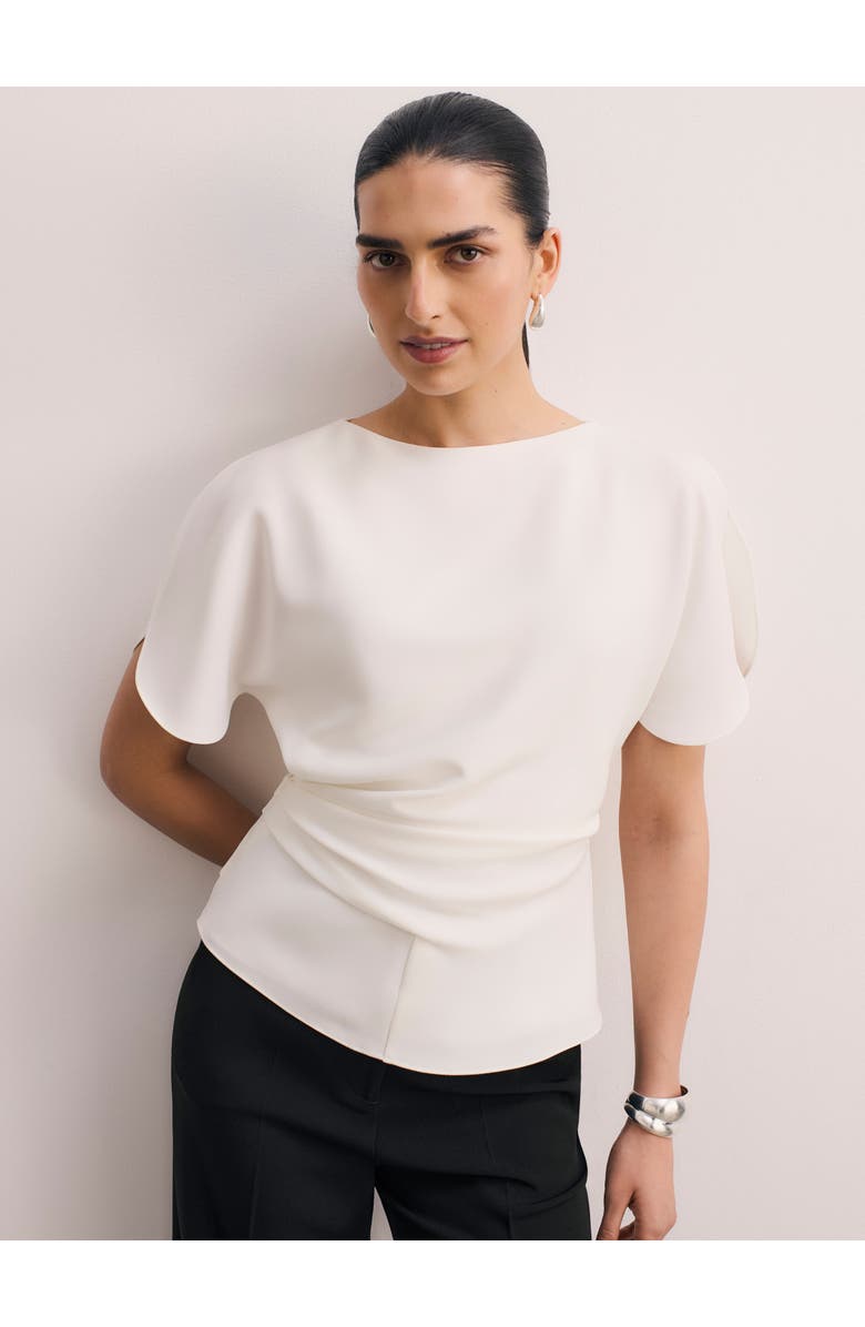 The Fold Salerno Clever Crepe Top, Main, color, Ivory