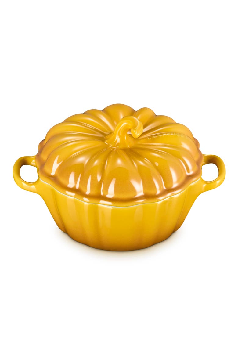 Pumpkin Stoneware Casserole Dish, Alternate, color, NECTAR