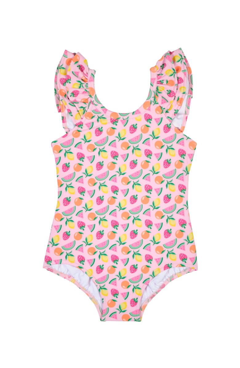Florence Eiseman Fruit Print Swimsuit With Ruffles, Main, color, Pink/Multi