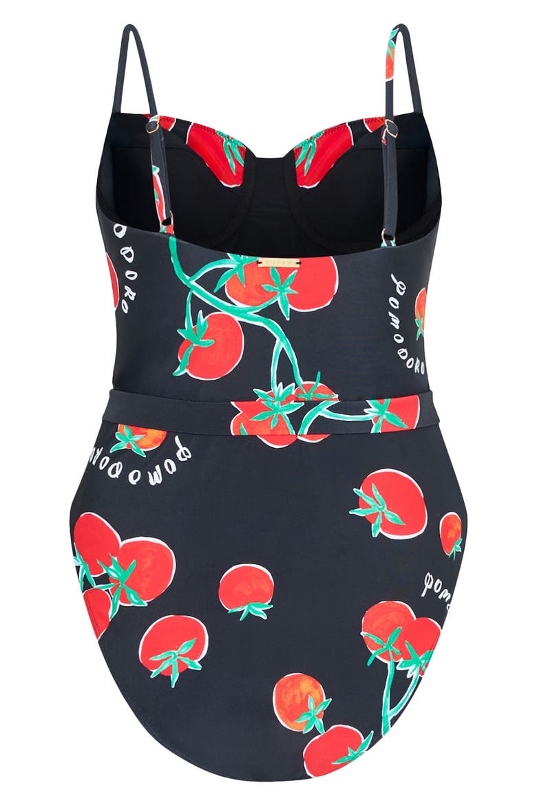 Pomodoro Print One-Piece Swimsuit, Alternate, color, BLACK/ RED